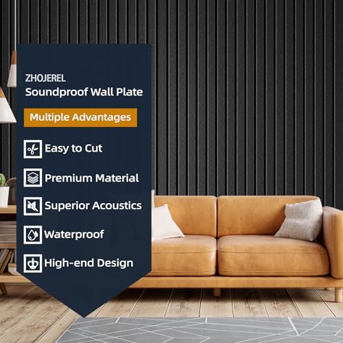 6 Pack Sound Proof Foam Panels for Walls 47.2"x23.6" Large Acoustic Panels Sound Absorbing, Self-Adhesive Soundproof Wall Panels for Home Studio, Office, Recording, Black (6 Pack Black)