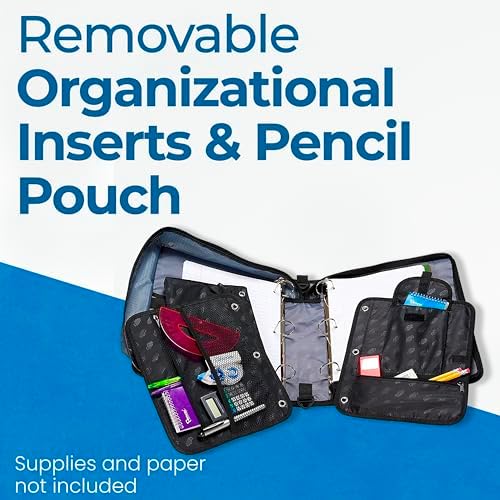 Case-it Dual Zipper Binder | Two 1.5" D-Rings | 600-Sheet | Dual-101 Teal