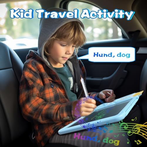 Writing Drawing Tablet with Talking German Flash Cards - Blue