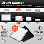 Attractivia Dry Erase Magnetic Labels 3.7 x 2.8 in, Pattern Borders, Medium Dry Erase Magnets, 20-Pack, Colored Erasable Write-On All-Purpose Labels, for Office, Education, Home, Whiteboard