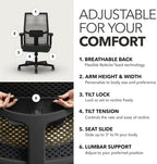 HON Ignition 2.0 ReActiv Ergonomic Office Chair, Lumbar Support, Black