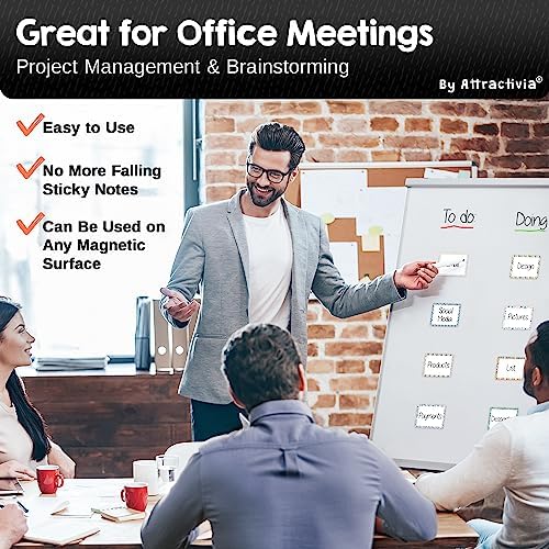 Attractivia Dry Erase Magnetic Labels 2.8 x 1.8 in, Pattern Borders, Small Dry Erase Magnets, 40-Pack, Colored Erasable Write-On All-Purpose Labels, for Office, Education, Home, Whiteboard