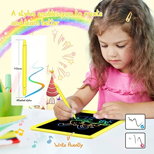 BUKEBU LCD Writing Tablet,12.5 inch Colorful Doodle Board for Kids (Yellow)