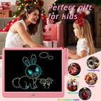 FLUESTON LCD Writing Tablet, Doodle Board Toys Gifts for 3-8 Year Old Girls Boys, 15 Inch Colorful Electronic Board Drawing Pad for Kids, Christmas Gifts for Toddler Educational Learning Travel, Pink