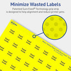 Avery Printable Round Labels, Sure Feed Technology, 3/4" Diameter, Neon Yellow Labels, Print-to-the-Edge, Laser/Inkjet, 1,600 Total, Great for Price Stickers and Mailing Seals