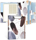 Rouidr Mini 3 Ring Binder with Clipboard, 1 inch Round 8.5 x 5.5 in Cute Binders Organizer with 5 Dividers Tabs & Clear Sleeves, School Supplies, Office Supplies, Minimalist Art