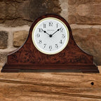 Bulova Chandler Lighted Mantel Clock, Model B1853 | Elegant Design | Illuminated Dial | Quartz Movement | Cherry Wood Finish | Battery Operated