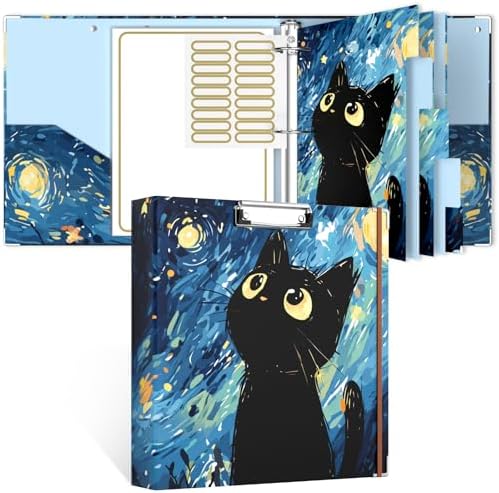 Rouidr 3 Ring Binder, 2 Inch Round Ring Binder Organizer with Clipboard, 5 Dividers Tabs, A4 8.5 x 11 Inch Paper & Clear Sleeves for School, Office Supplies