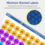Avery® TrueBlock® Matte White Round Labels, Sure Feed® Technology, 0.5" Diameter, 15,400 Matte White Labels, Print-to-The-Edge, Laser/Inkjet Printable, Great for Product Merchandising Stickers