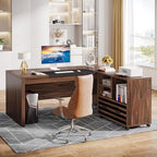 Tribesigns 62.2" L-Shaped Executive Desk with Mobile File Cabinet