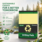 KAISA Legal Note pads 8.5 x 11，12pads 600 Sheets note pads office supplies Recycled Paper 8.5 x 11 Wide Ruled 50 sheets Premium Thick Paper Hard Back Notepads 8-1/2"x 11-3/4" Writing Tablet Canary For Office Supplies (Pack of 12)