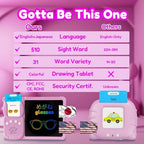Writing Tablet with Bilingual Flash Cards for Kid, Japanese Pink