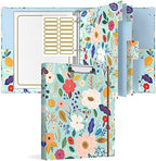 Rouidr 3 Ring Binder with clipboard, 1 inch 8.5 x 11 in Letter Size View Binders Organizer with Dividers Tabs & Clear Sleeves, School Supplies, Office Supplies, Green Flower