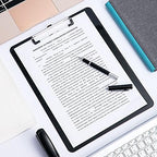 Amazon Basics Sturdy Plastic Clipboards, Low Profile Clip, Lightweight Versatile Office Supplies for Classrooms, Restaurants, Doctor Offices, Black, 2-Pack