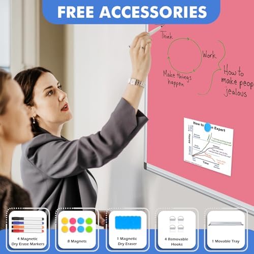 Double-Sided White Board Dry Erase Magnetic Whiteboard Wall 24x18 Pink