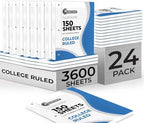 Rosmonde 3600 Sheets Loose Leaf Paper Bulk, 24 Pack, College Ruled Paper
