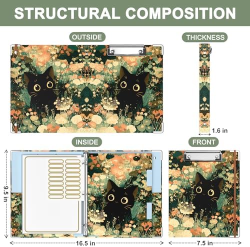 Rouidr Mini 3 Ring Binder with clipboard, 1 inch Round Binder Organizer, 8.5"x5.5" Cute Binder with 5 Dividers Tabs & Clear Sleeves, School Supplies, Office Supplies