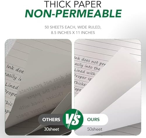 KAISA Legal Note pads 8.5 x 11，12pads 600 Sheets note pads Writing Pads Recycled Paper, Wide Ruled Perforated 50 sheets Premium Thick Paper Hard Back Notepads 8-1/2"x 11-3/4" Writing Tablet Canary For Office Supplies (Pack of 12pc)