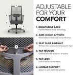 HON Ignition 2.0 ReActiv Ergonomic Office Chair, Lumbar Support, Graphite