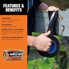 Gorilla All Weather Duct Tape, Black, 1.88" x 25 yd | UV Resistant | Waterproof | For Outdoor Repairs | 2-Pack, Pack of 6