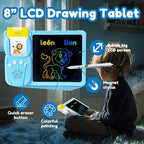 Writing Tablet with Bilingual Flash Cards for Kids, Spanish Blue