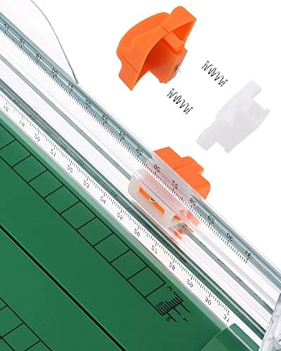 Firbon Green A4 Paper Cutter Bundle with 5Pcs Refill Blades, 12 Inch Paper Trimmer with Side Ruler for Scrapbooking, Craft, Coupon, Label, Cardstock