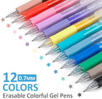 Solati 12 Colors Erasable Gel Pens, Fine Point 0.7mm Colored Erasable Pens