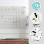 Martha Stewart Grayson Acrylic Wall Calendar with Notes, Clear/Gold