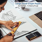 Graph Paper Notebook,Large 8.5 x 11 Hardcover Leather Journal for Women Men