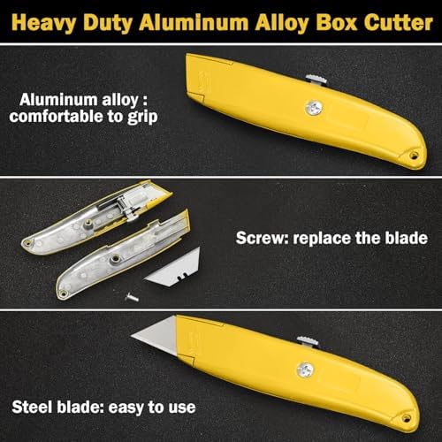 Reginary 30 Pcs Box Cutters Bulk, Utility Knives, Yellow