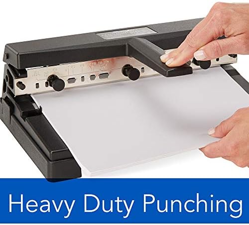 Swingline 3 Punch Heavy Duty, 40 Sheet Capacity Three Hole Puncher 3 Ring, Adjustable 2-4 Hole Paper Punch, Black (74450) (Pack of 2)