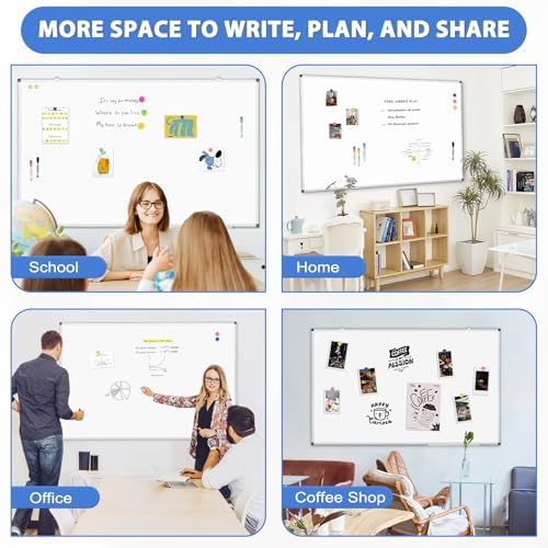 Double-Sided White Board Dry Erase Magnetic Whiteboard Wall 72x40 Large