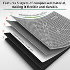 WorkLion Self Healing Cutting Mat: 12''x18'' Double Sided Craft Cutting Mat for Sewing, Fabric, Quilting - 5-Ply Slip-Resistant Hobby Cutting Board for DIY Projects (Grey/Black)