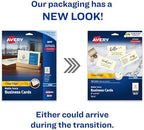 Avery® Clean Edge® Printable Business Cards, Sure Feed® Technology, 2" x 3.5", Ivory, 200 Blank Cards for Inkjet Printers (08876)