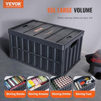 VEVOR 65L Collapsible Storage Bins with Lids 3 Packs, Stackable Crates