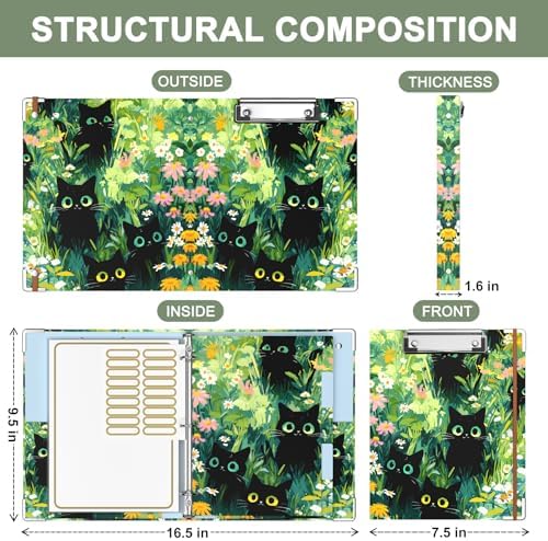 Rouidr Mini 3 Ring Binder with clipboard, 1 inch Round Binder Organizer, 8.5"x5.5" Cute Binder with 5 Dividers Tabs & Clear Sleeves, School Supplies, Office Supplies
