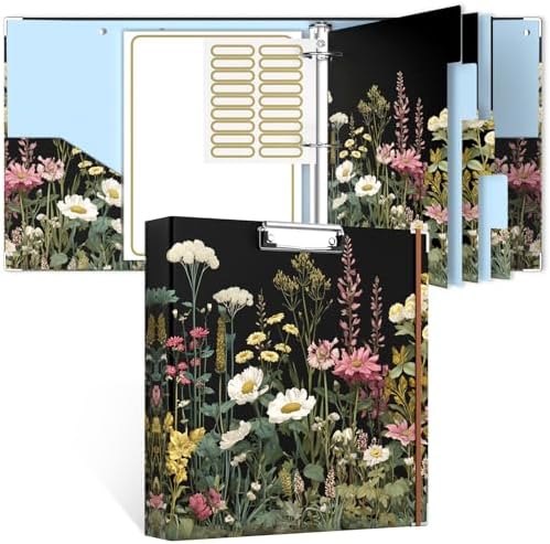 Rouidr 3 Ring Binder, 2 Inch Round Ring Binder Organizer with Clipboard, 5 Dividers Tabs, A4 8.5 x 11 Inch Paper & Clear Sleeves for School, Office Supplies