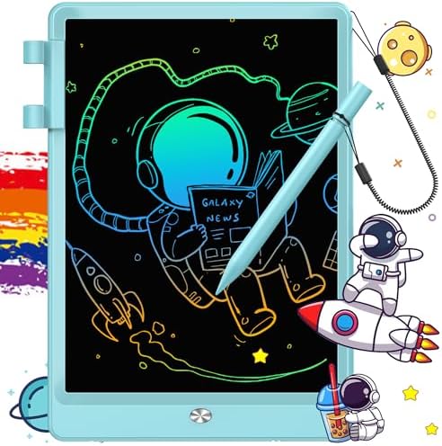FLUESTON LCD Writing Tablet for Kids, 10 Inch Doodle Board, Colorful Drawing Pad for Toddler, Educational Travel Toy Gifts for 3-8 Year Old Girls Boys, Erase Lock Writing Board