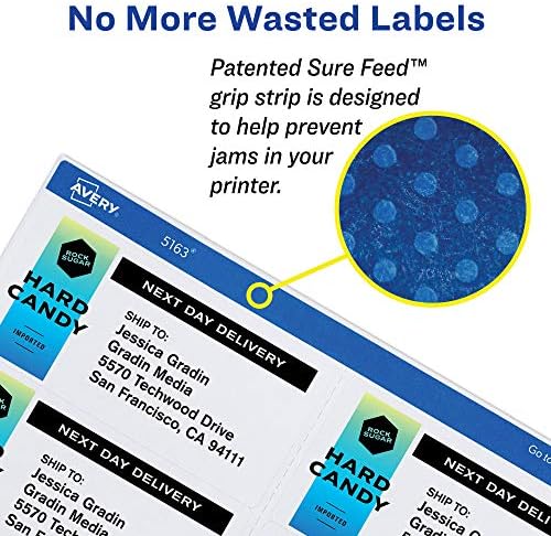Avery Removable ID Labels, Sure Feed Technology, Removable Adhesive, 1" x 2-5/8", 5 Packs (6460)