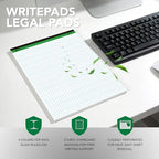 KAISA Graph Paper Legal Pads Writing Pads 6 pad 300 Sheets Recycled Paper 8.5"x11.75" Quad Ruled 4x4 Perforated 50sheets/pad Grid Paper Notepads Writing Tablet White For Office Supplies (White 6pad, 8.5x11.75'')