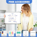 Double-Sided White Board Dry Erase Magnetic Whiteboard Wall 16x12 Silver
