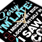 3dRose Wall Clock Silent - 13 inch - Sorry IAM Late I Saw a Cow for Farm Farmer Lovers - Farmer