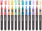 KINGART Acrylic Paint Markers Brush Tip, 12 Vintage Colors. Water-based, no-bleed, waterproof pens with automatic ink control for rock, egg, wood, fabric, glass & DIY crafts