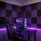52 Pack 12 "X 12 "X1" Acoustic Panels Studio Soundproofing Foam Wedge Tiles(Accompanied By Double-Sided Adhesive Tape) (24Black+24purple)