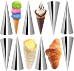 Non-stick Cream Horn Molds Stainless Steel, FantasyDay 5 inch Large Size Cannoli Tubes Kit Pack of 30 Baking Cones Pastry Roll Horn Croissant Mold - Christmas Anniversary Free Standing Cone Shape