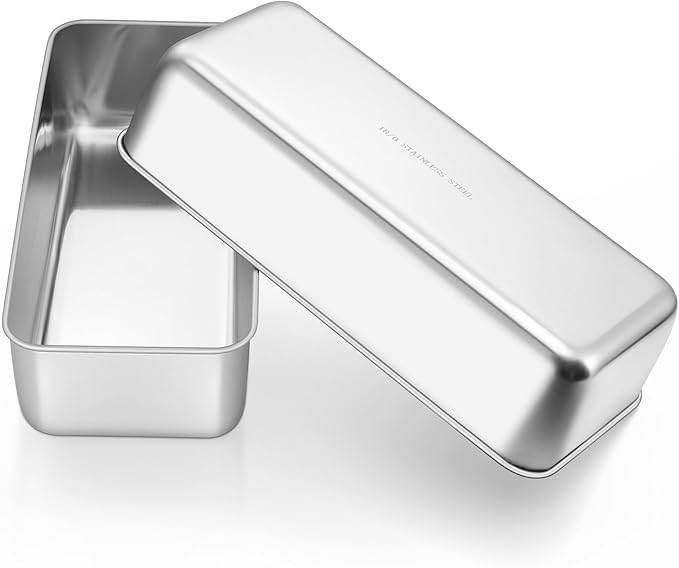 E-far Loaf Pan for Homemade Bread-2 Pack, 12” x 5” Large Stainless Steel Loaf Pans, Long Metal Bread Baking Mold for Banana Cake Meatloaf Sourdough Lasagna, Nontoxic & Dishwasher Safe