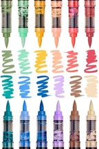 KINGART Acrylic Paint Markers Brush Tip, 12 Vintage Colors. Water-based, no-bleed, waterproof pens with automatic ink control for rock, egg, wood, fabric, glass & DIY crafts