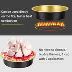 Beasea 50 Pack 4” Mini Pans with Lids, 8oz Disposable Aluminum Baking Foil Tins Round Small Dark Red Spot Container for Individual Cupcake Dessert Muffin Ramekin Cheesecake Quiche Oven Dishes
