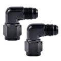 EVIL ENERGY 3AN Female to 3AN Male Flare 90 Degree Swivel Fitting Adapter Aluminum Black 2PCS
