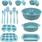 29PCS Nonstick Silicone Baking Set With Bakeable Mini Cake Pans, Bakeware for Oven, Molds and Heat Resistant Spatulas